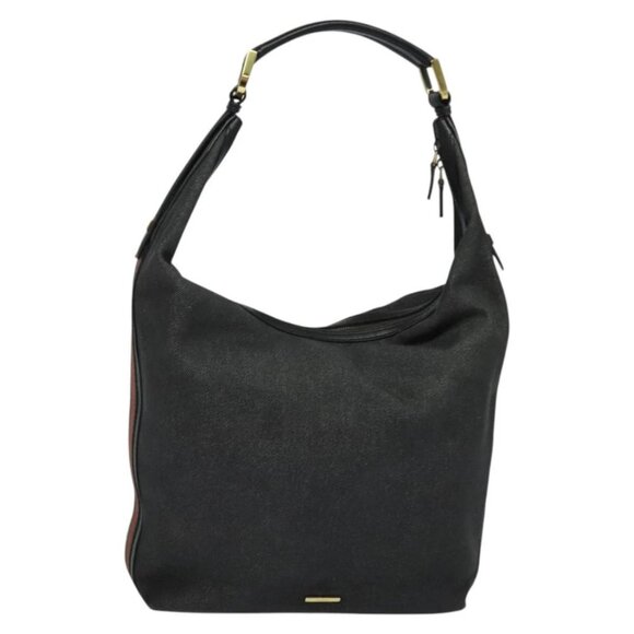 GUCCI Web Sherry Line Shoulder Bag Canvas Black Gold 73884 Auth gh324 - Picture 1 of 15